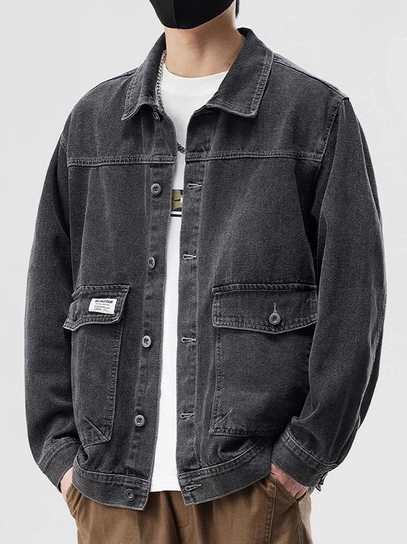 

Весенне-осенний джинсовый тюнер, мужской свободный молодежный повседневный спецодежда большого размера, верхняя одежда из полиэфирного волокна, ветрозащитный