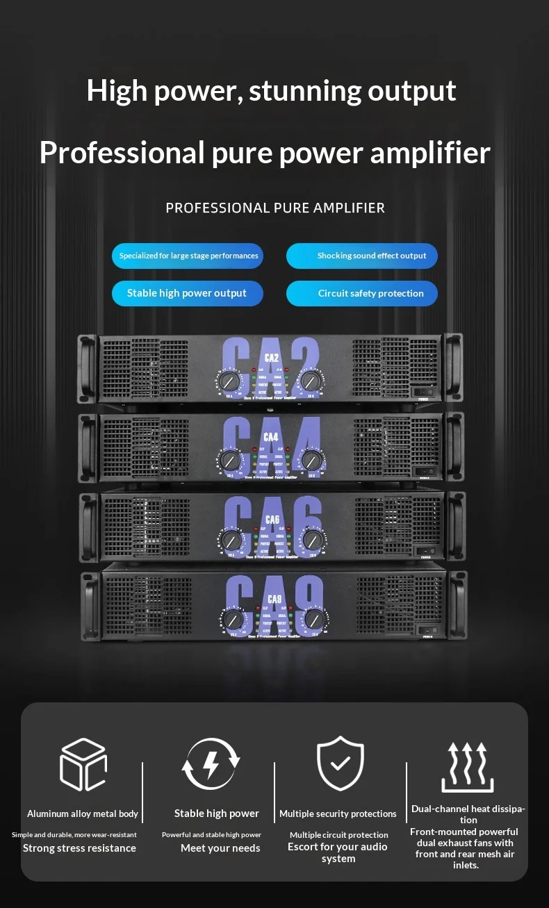 CA9 Power amplifier Dual Channel Amplificador Powerful Audio Professional Stage Performance Speaker High Power Amplifier
