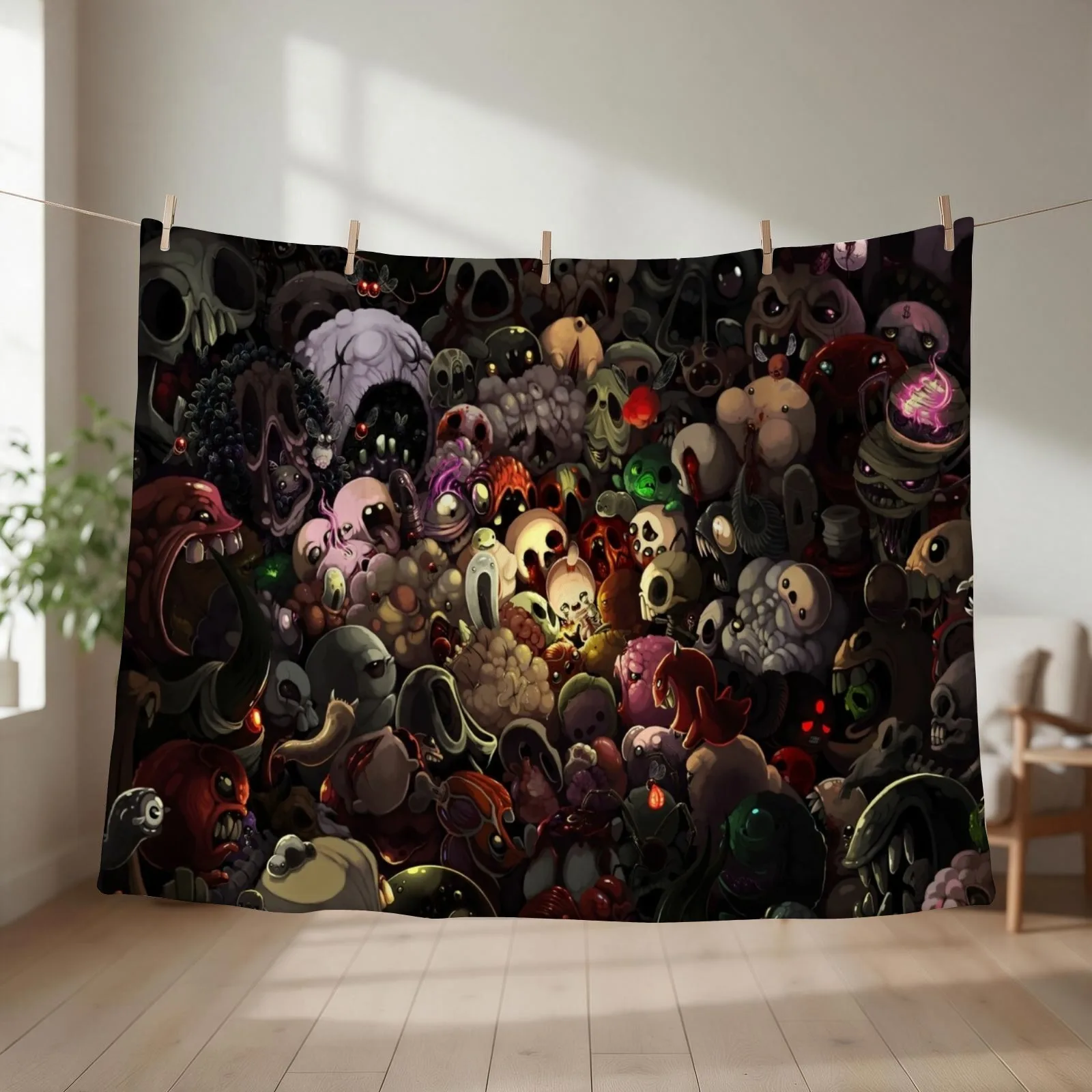 Binding of Isaac Monsters Throw Blanket couch cozy soft plush fuzzy picnic outdoor blanket