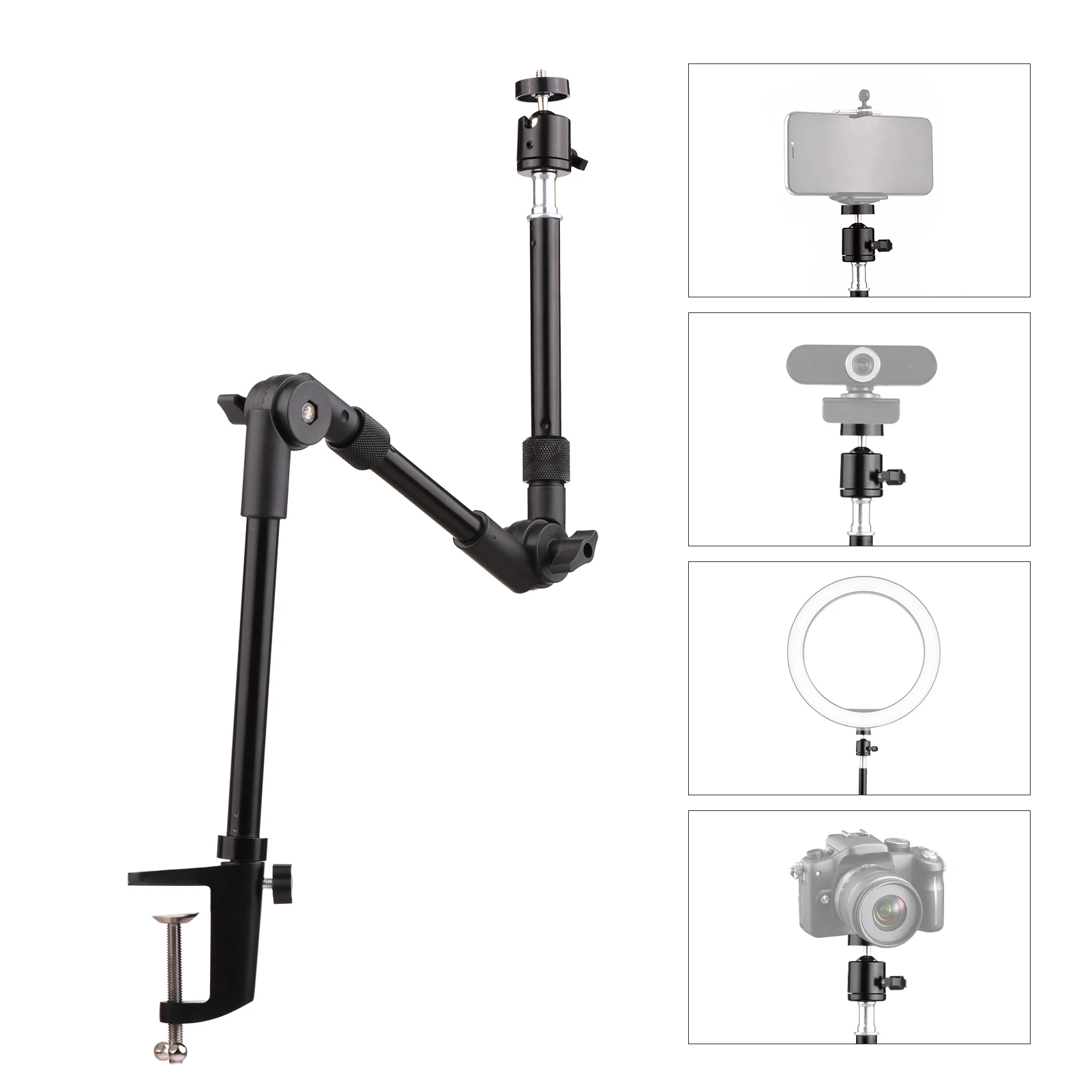 Andoer ST-01 Flexible Foldable Desk Mount Stand Metal Bracket With 1/4\