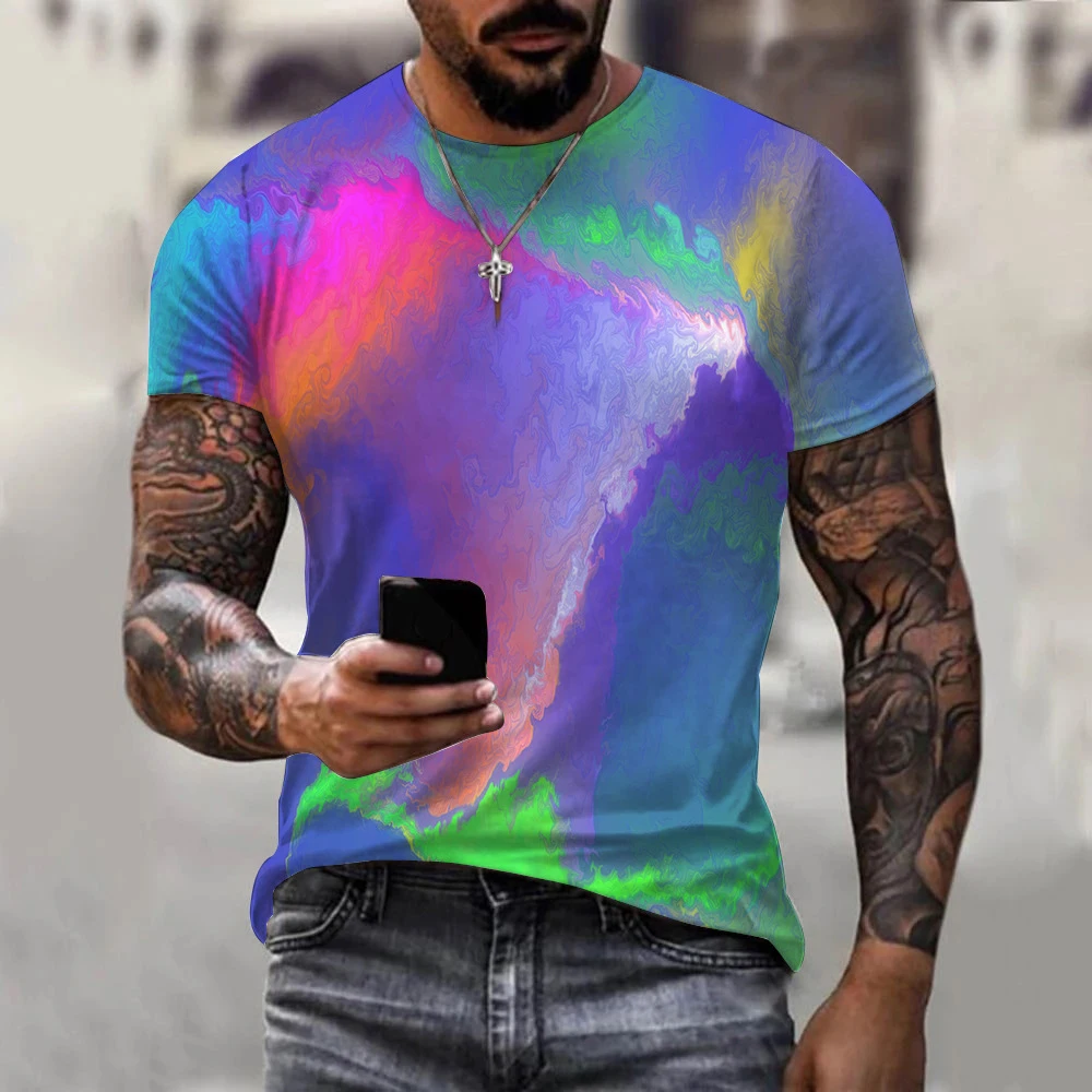 

New Color Graffiti 3D Print T-Shirts Men Casual O-Neck Short Sleeve T Shirt Oversized Street Tees Harajuku Y2k Top Man Clothing