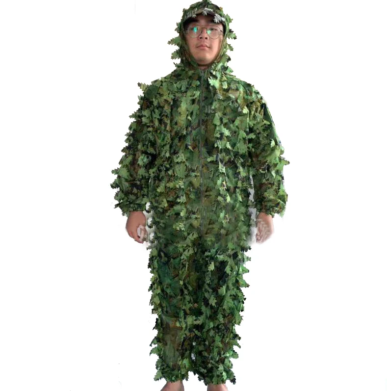 New-Sticky Flower Bionic Leaves Camouflage Suit Hunting Ghillie Suit Woodland Camouflage Universal Camo Set