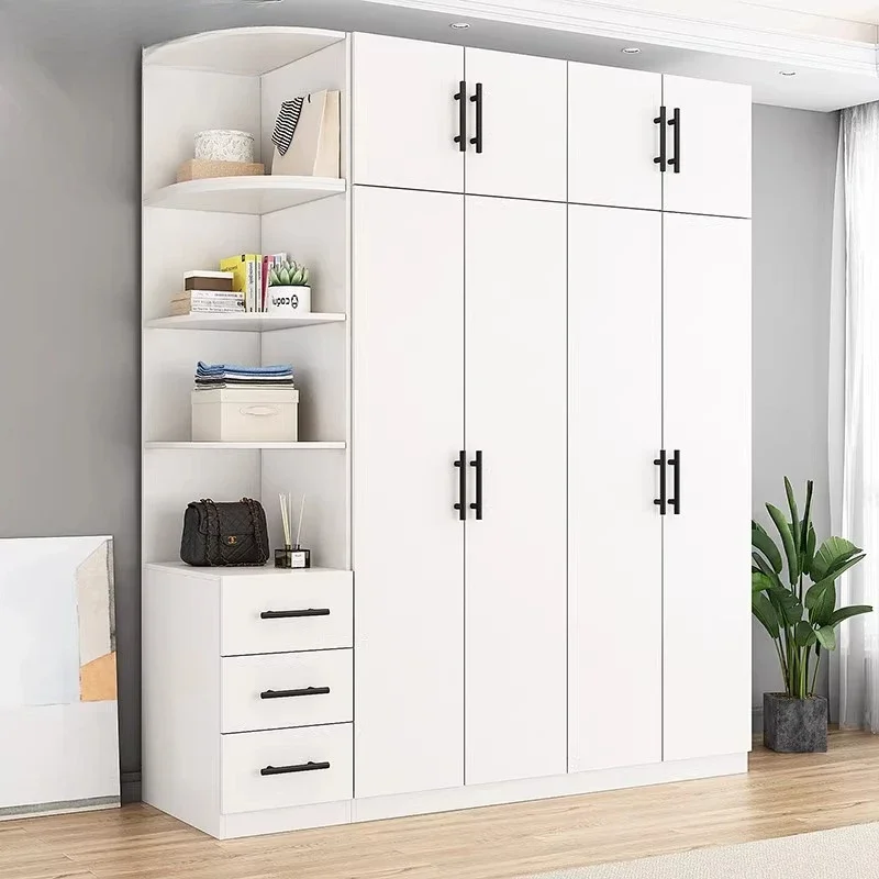 

Современный простой гардероб на заказ для дома, спальни, европейские распашные двери из цельного дерева, белый свет, роскошный шкаф