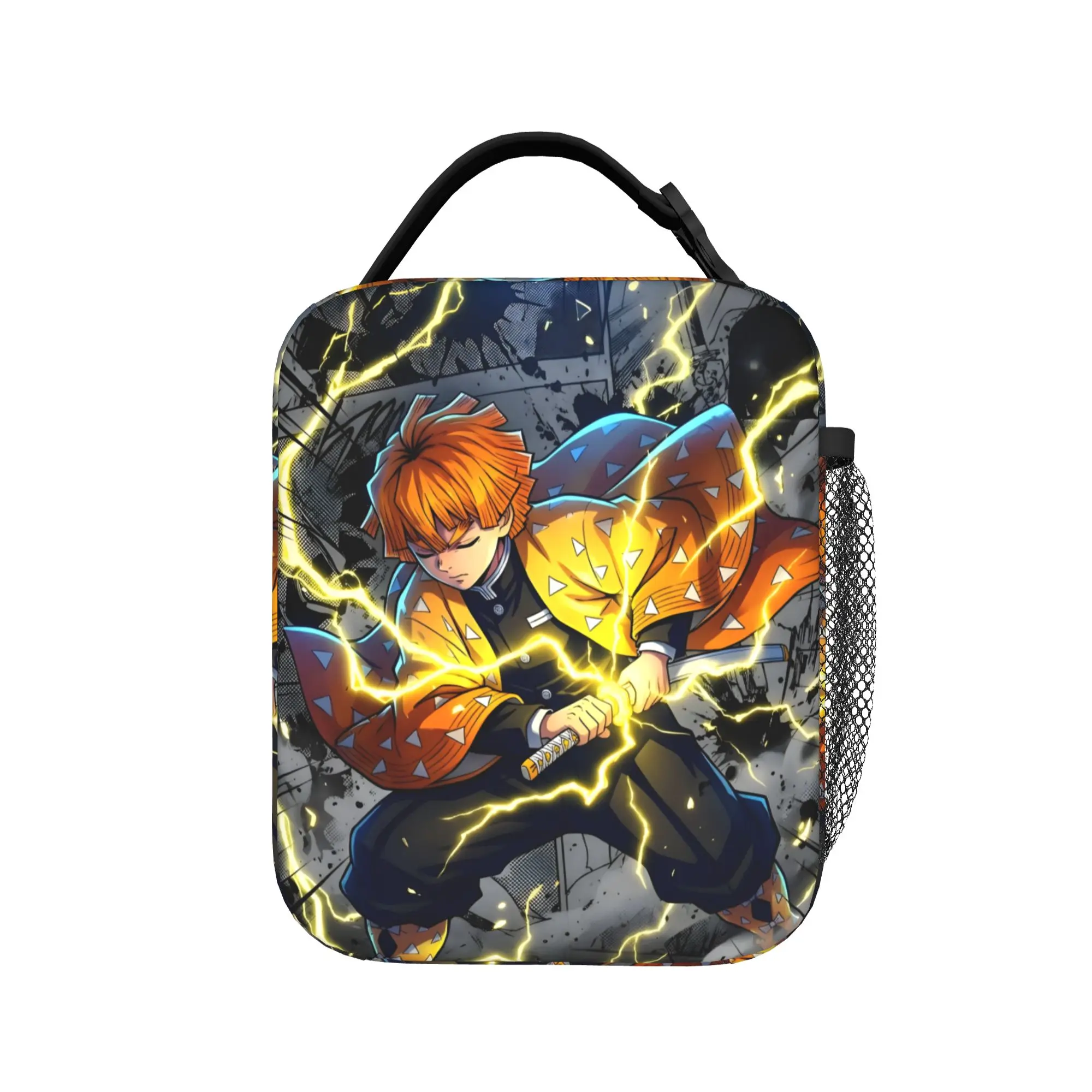 Custom D-Demons Slayers Insulated Lunch Bag for Women Waterproof Cartoon Anime Cooler Thermal Lunch Tote Office Work School view 2