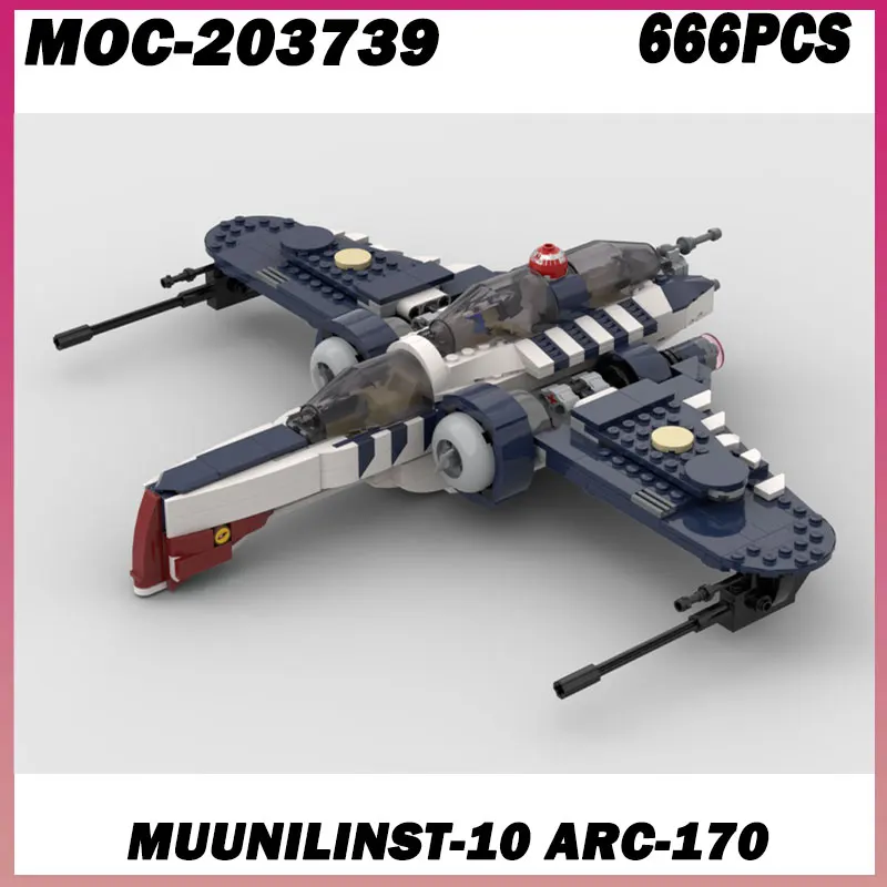 

666PCS MOC-203739 MOC ARC-170 Interstellar Fighters Building Block DIY Assemble Show Model Sets Children Toys Festival Gifts