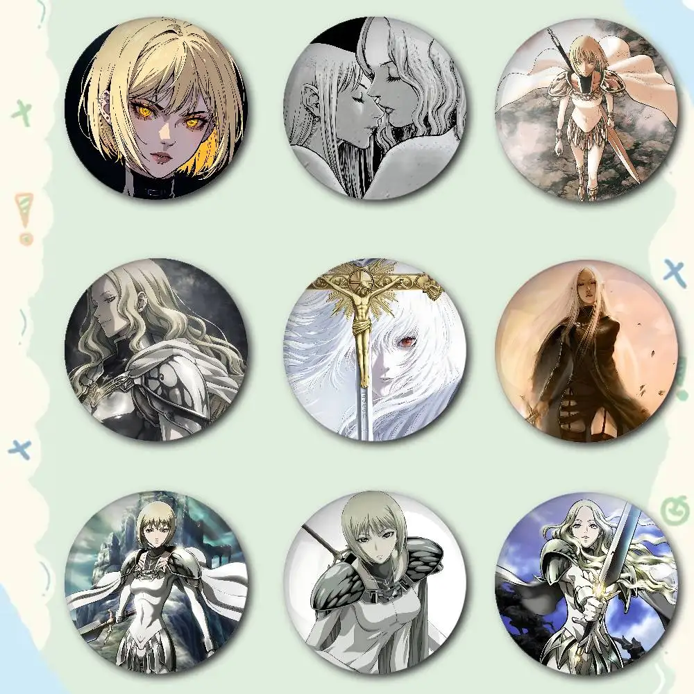 Claymore Badges Fashion New Hip Hop Versatile Round Metal Badge Cartoon Pin Gift Wholesale