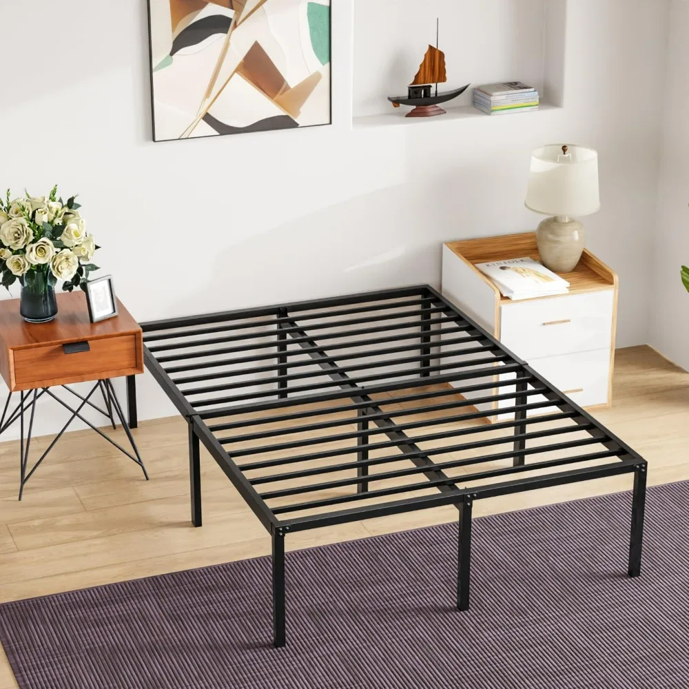 

18 Inch High Metal Platform Bed Frame with Maximum Storage Space Under The Heavy Duty Bed Frame No Box Spring Needed Noise-Free