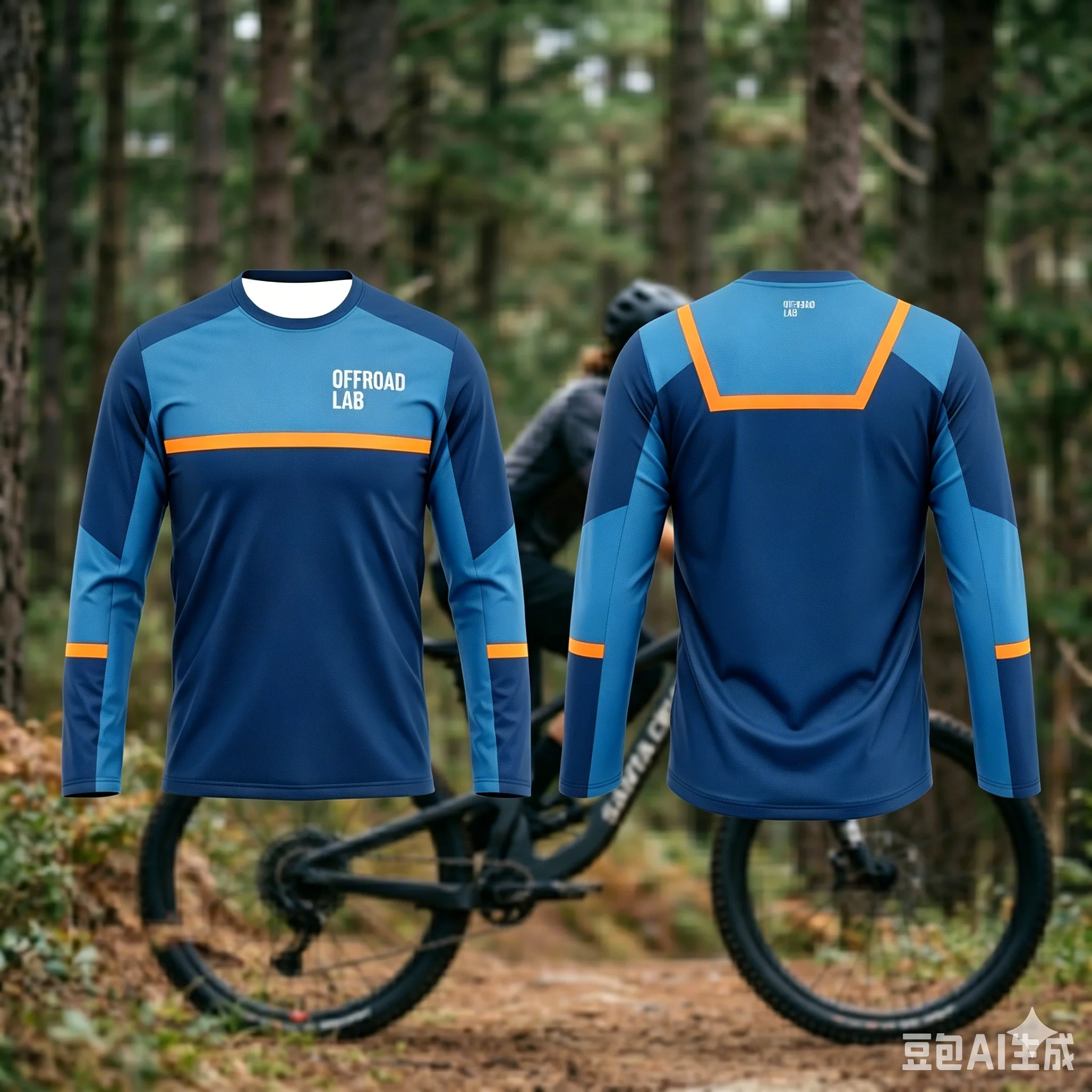 Men Color Block MTB Long Sleeve Jersey Geometric Splice Quick Dry Breathable Off Road Cycling Shirts Family Matching Outfits