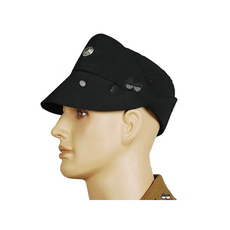 Uniform Cap Hat Cosplay Costume Accessories Black Men Military Headwear Halloween Party Role Play