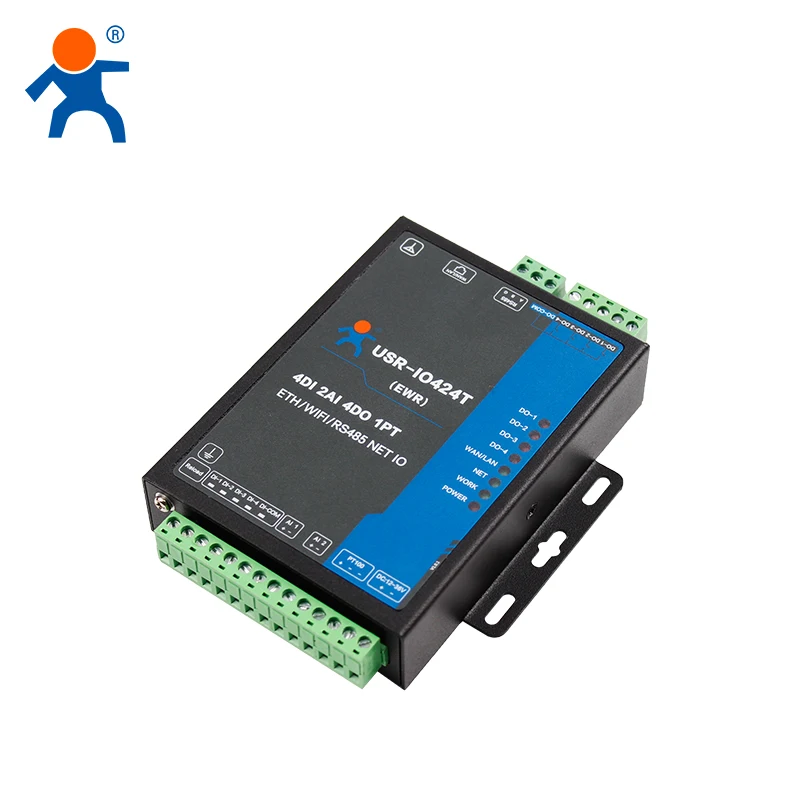IO424T-EWR Controlador IO de red WIFI/Ethernet de 4 canales compatible con 4 DI/4 DO/2AI/1PT