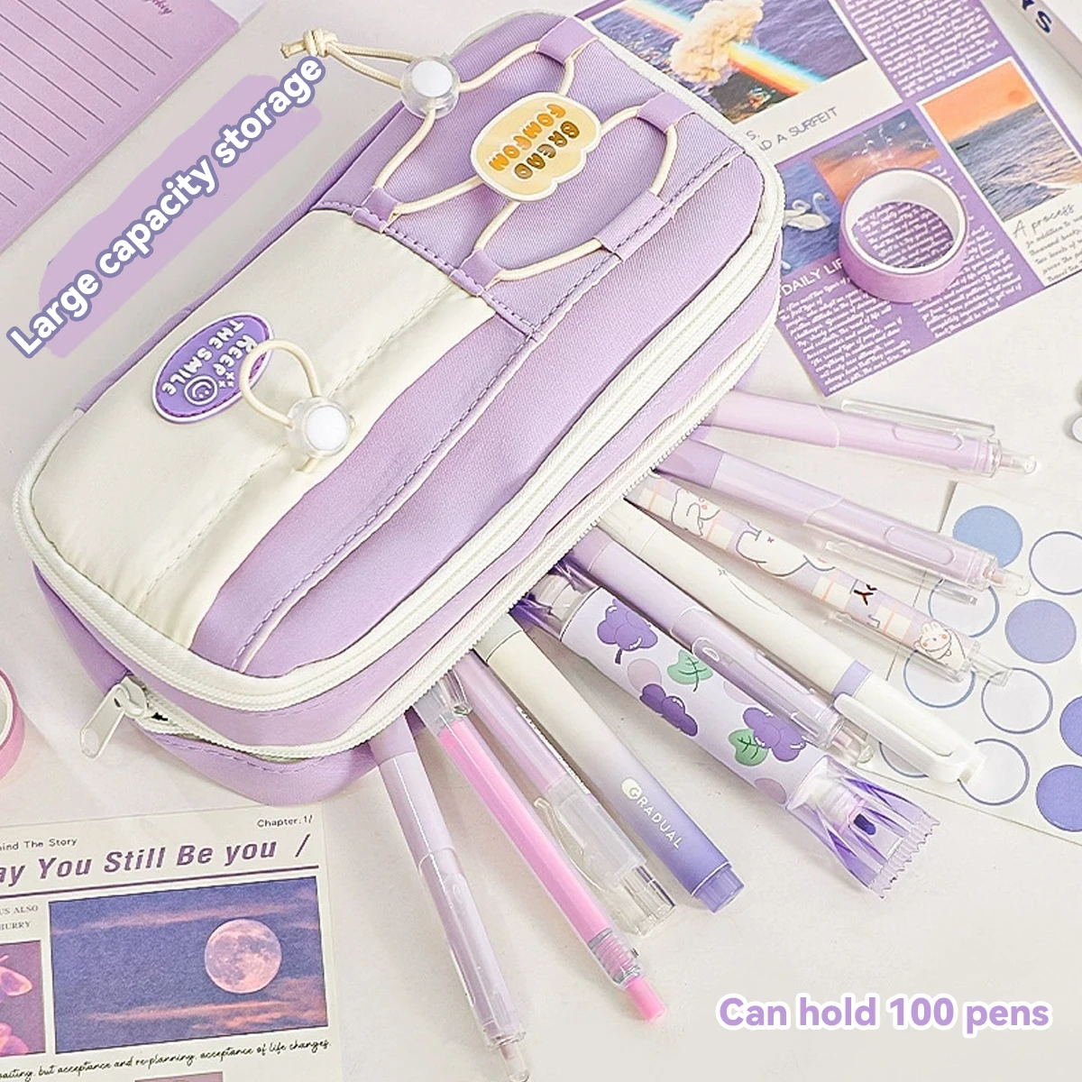 2025 Nuovo Kawaii Doppio Coulisse Astuccio Super Carino Design Creativo Astuccio per matite di grande capacità di alto valore Scatola di cancelleria