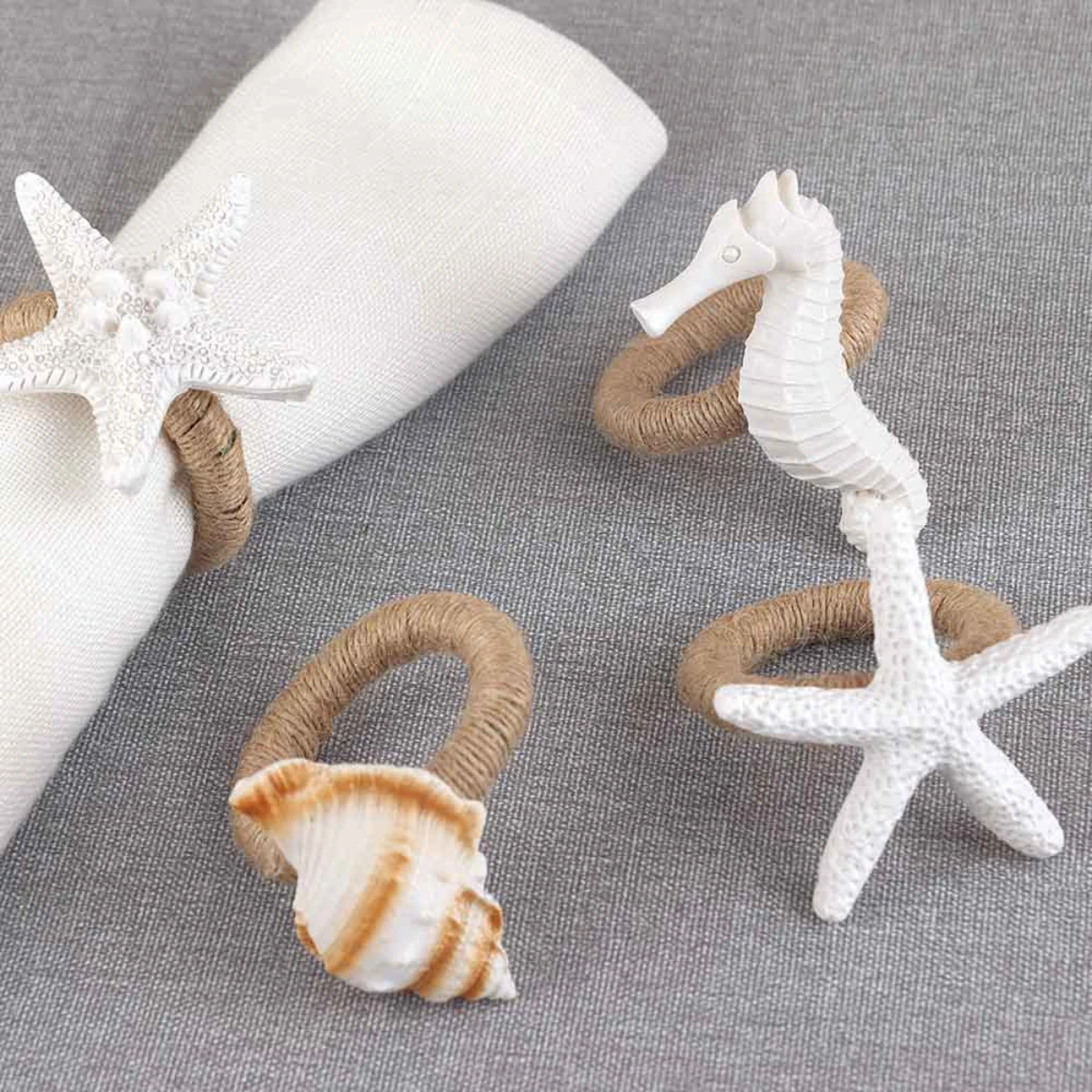 1pc Nautical Style Napkin Rings –Starfish, Seahorse, Seashell Coastal Decor for Beach Table Settings, Kitchen Dining Table Decor
