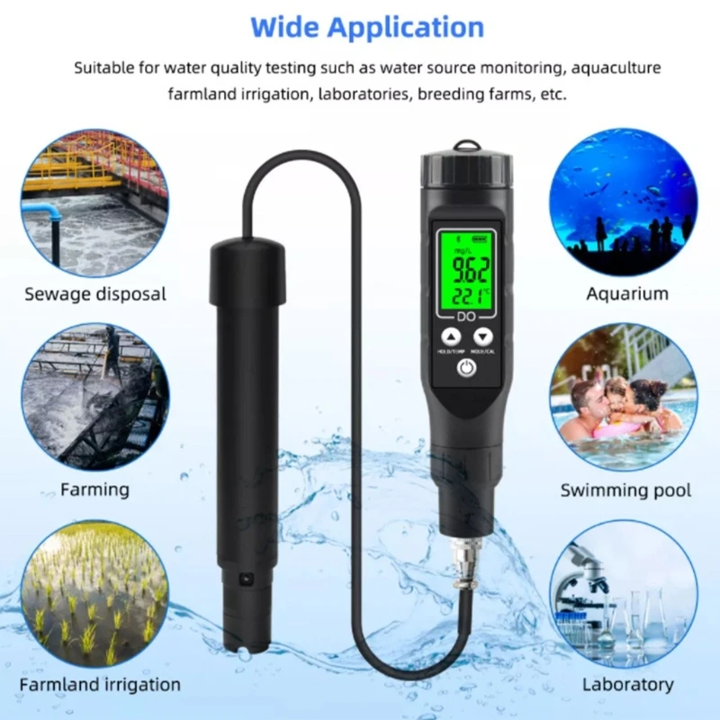 BLE-9100 Smart Bluetooth Dissolved Oxygen Meter 0-40mg/L Professional Aquaculture Do Analyzer Tester for Fish Tank Brewing Wine