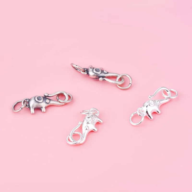 925 srebro vintage Elephant Link bransoletka z klamrą naszyjnik na kostkę klamra głowa ręcznie robione akcesoria DIY