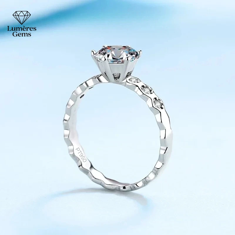 

Platinum PT950 Rhomb 1CT Honeycomb Rings VVS1 D Color Moissanite Wedding Band For Women Diamond Luxury BlingBling Best Gift