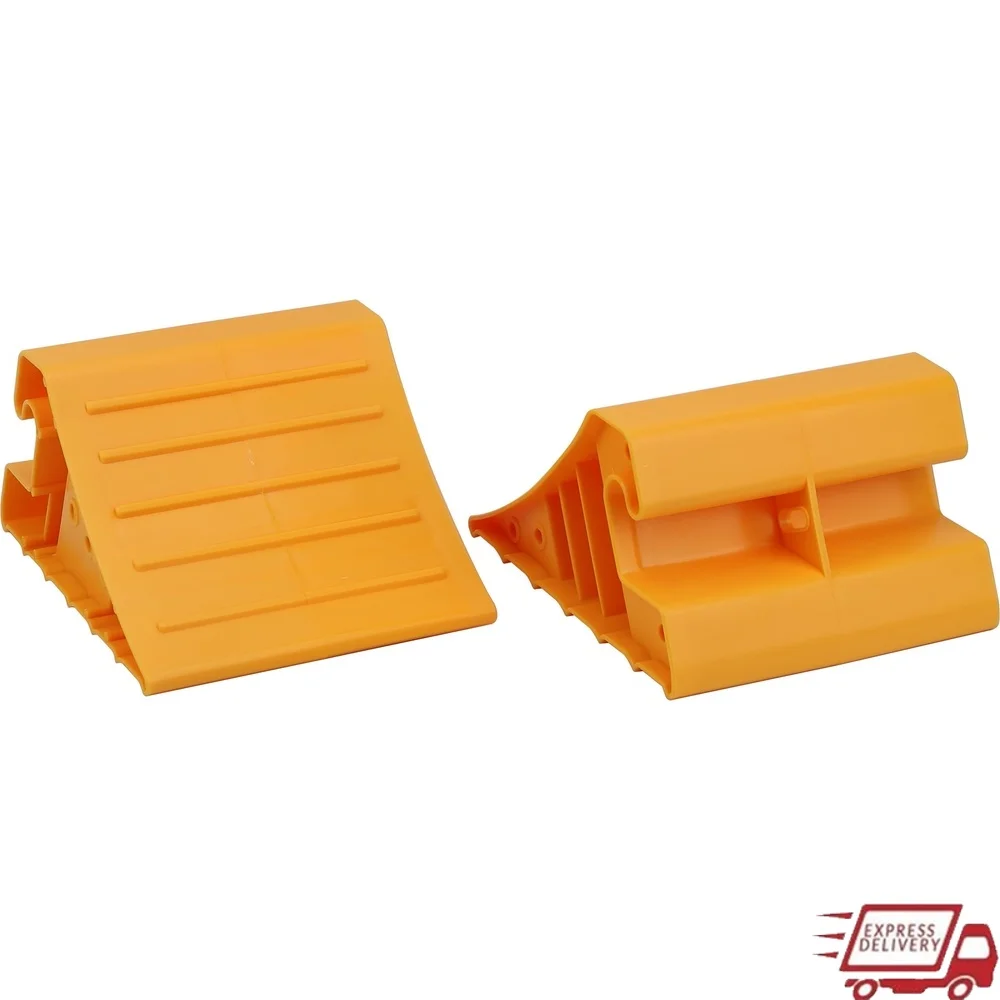 

Heavy Duty Wheel Chocks 2 Pack Durable Plastic Tire Stoppers RVs Trucks Trailers Prevent Wheel Roll Stabilize Vehicles