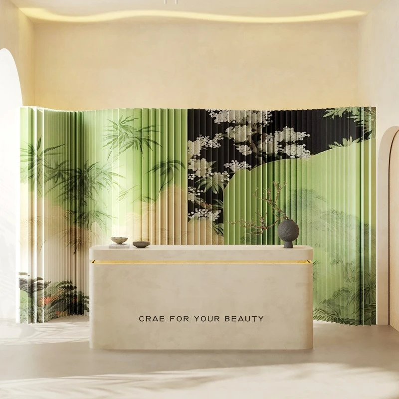 Screen partition wedding false wall Chinese entrance living room office printing color pattern can be fixed color printing