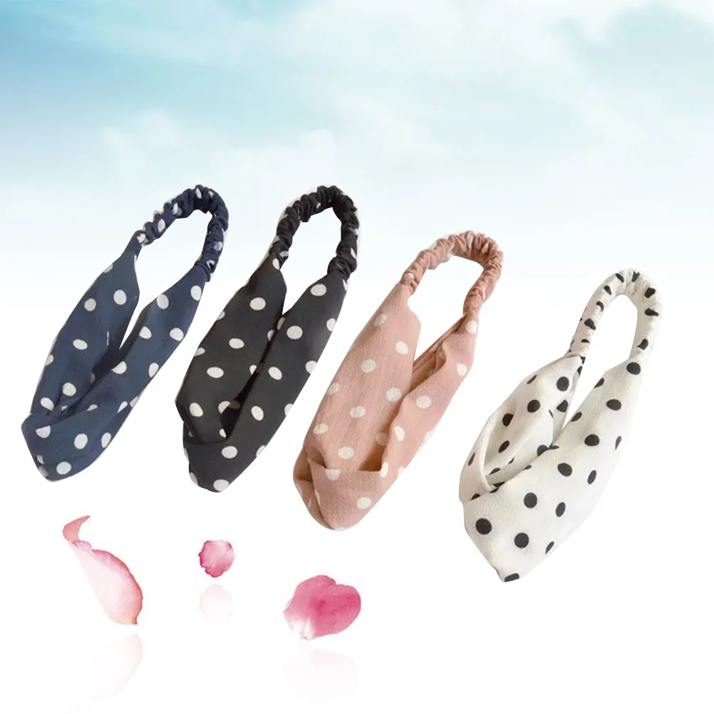 

4Pcs Wide Headband Women Hair Accessories Kit Shower Makeup Dots Sports Yoga Hairband Long Lasting Use Protect Hair One
