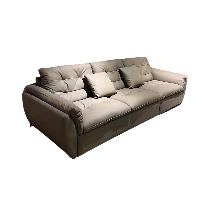 

Household living room Small apartment living room Straight row first layer cowhide sofa Latex seat bag Leather sofa Mocha sofa