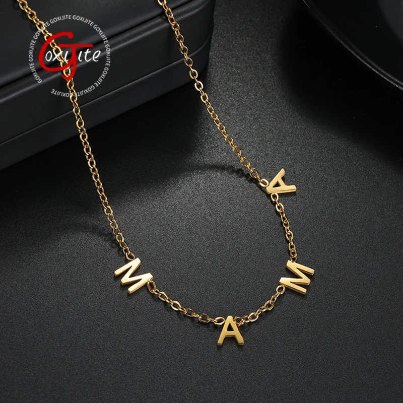 Goxijite Personalized Alphabet Letters Necklace Single Letter Welded Chain Pendant Custom Name Necklace For Women Men Gift