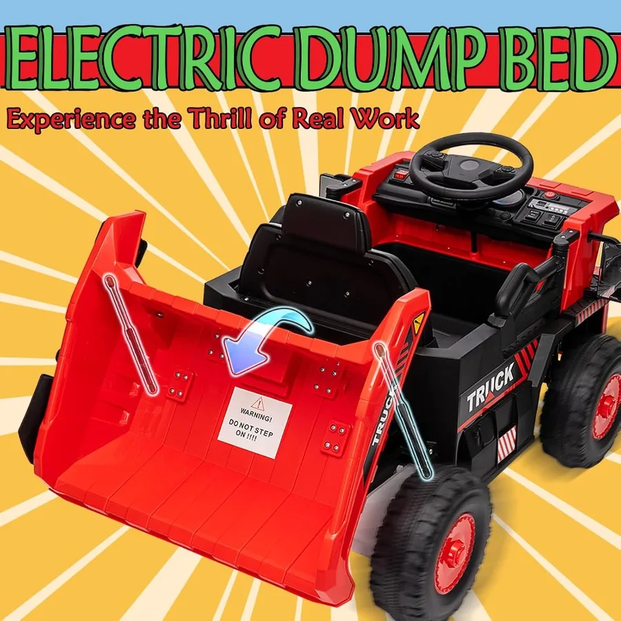 Ride on Dump Truck, Construction Vehicles Tractor Power Wheels Kids Electric Car Ride on Toys Excavator for Toddlers, Remote Con
