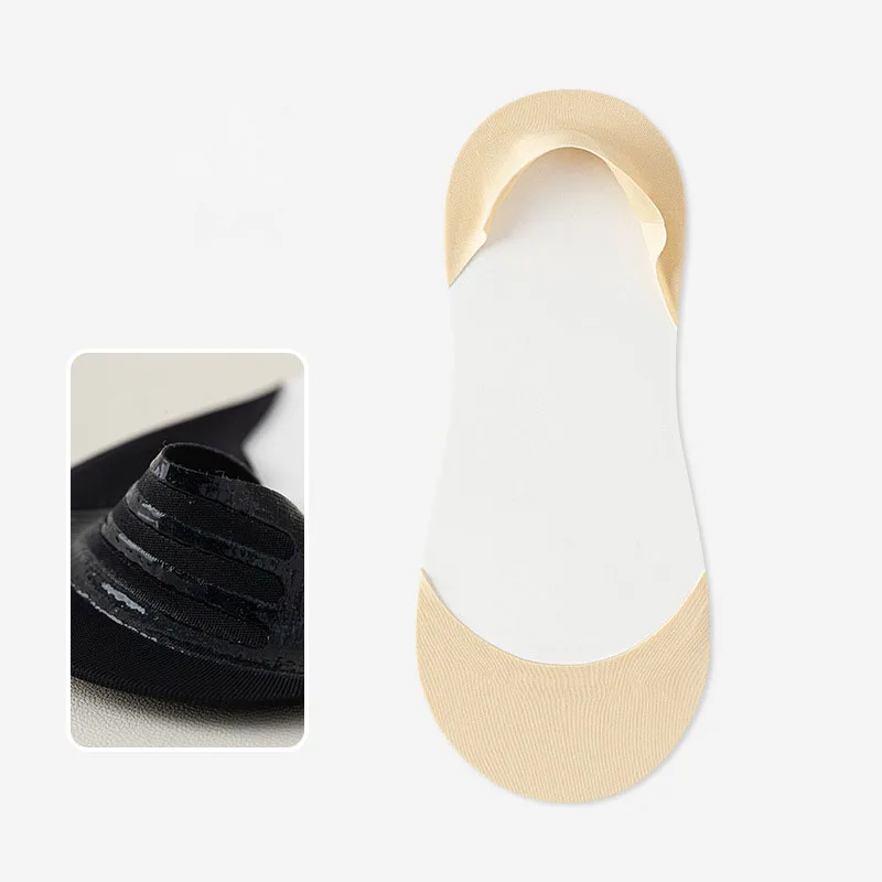 Calcetines invisibles de seda helada para mujer, calcetines finos de verano de corte bajo antideslizantes, calcetines transpirables con forro de algodón, calcetines invisibles color piel para bailarinas y mocasines