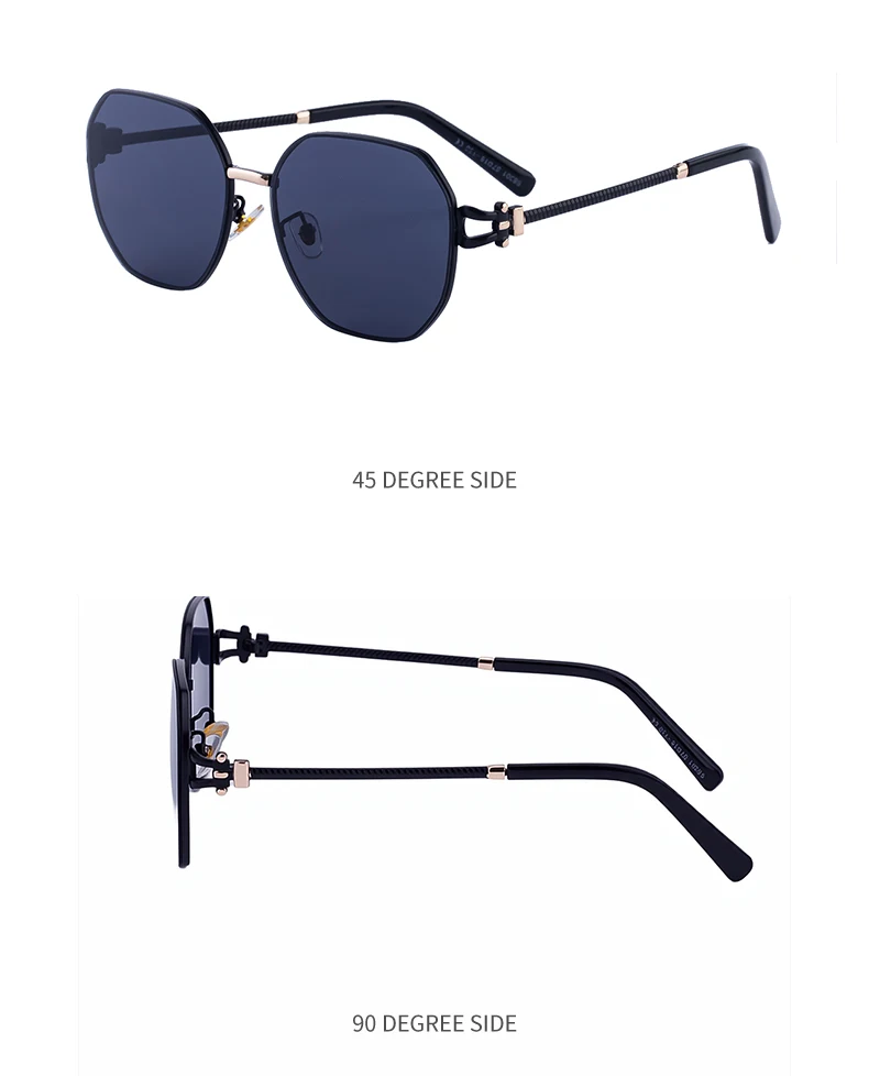 Übergroße quadratische Sonnenbrille für Damen – Luxusmarke 2026, Punk-Metallrahmen, Polygon-Sonnenbrille für Damen, modische Eyewear-Shades – Detail 13