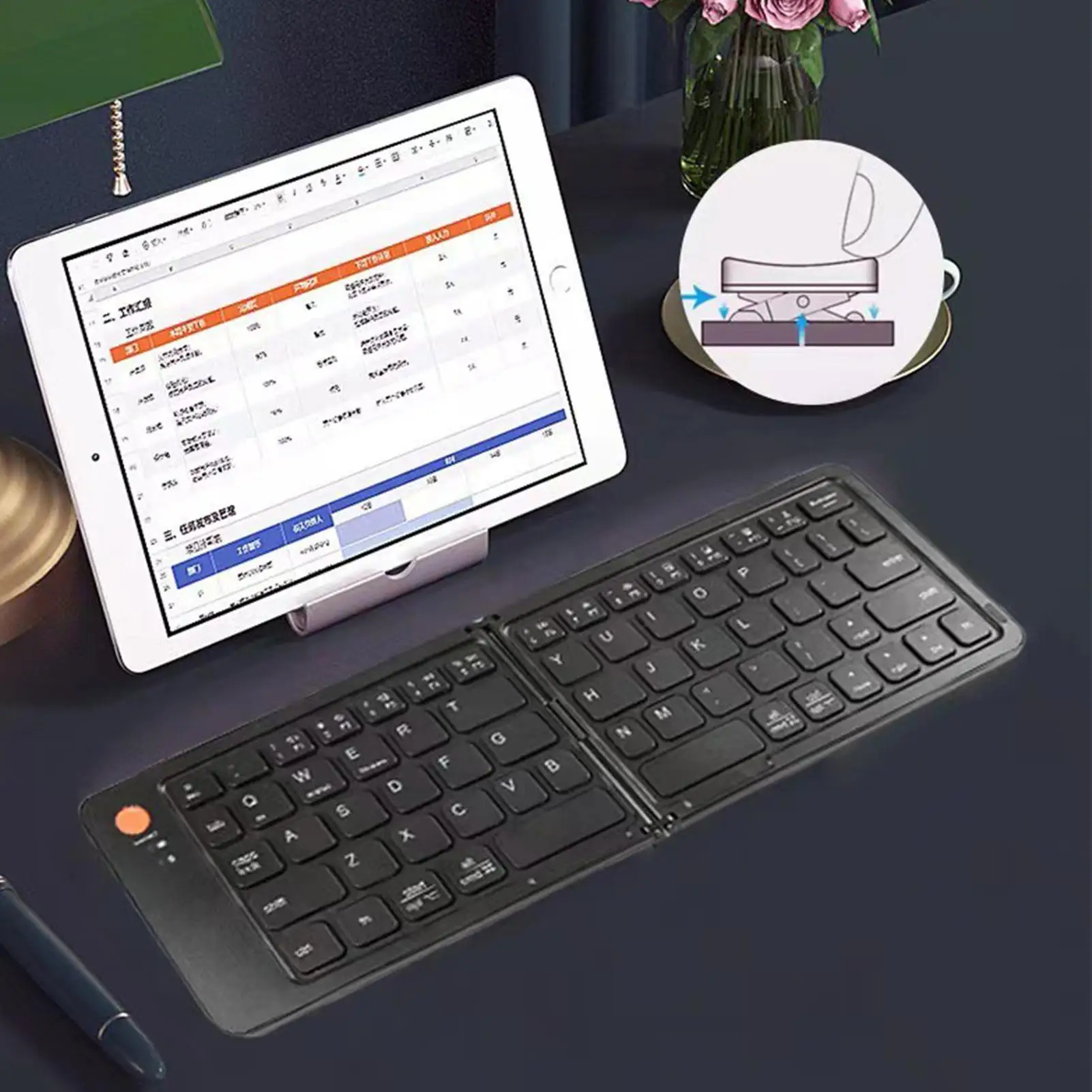 

Mini Slim Foldable Wireless Keyboard Portable Blue tooth Keyboard Rechargeable Folding Keyboard for IOS WindowsAndroid