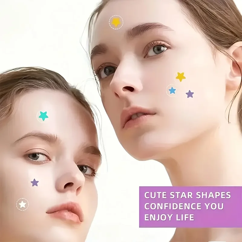 5 ألوان من رقعات البثور على شكل نجمة للوجه الغروانية المائية، 600 رقعة، رقعة حب الشباب الغروانية المائية، رقعة بثرة على شكل نجمة لطيفة #4