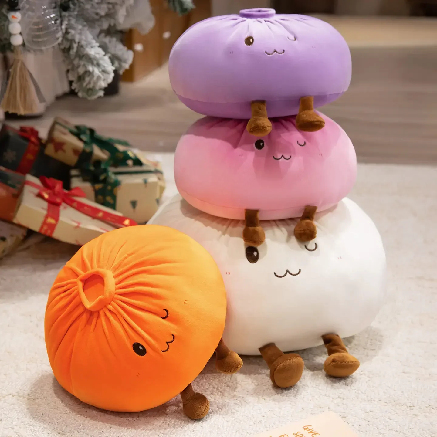28cm Cute Dumpling Pillow Doll Ultra-Soft Fluffy Big Bun Shape Back Cushion/Seat Cushion, for Girl's Room Car Sofa Decoration