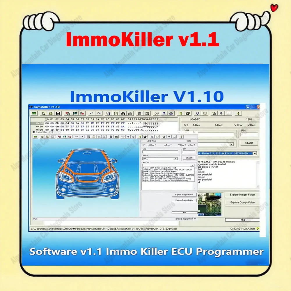 Dernière Version outils de voiture ImmoKiller V1.10 IMMO hors logiciel V1.1 outil de programmation ECU pour outil de passage d'immobilisateur de réparation de voiture