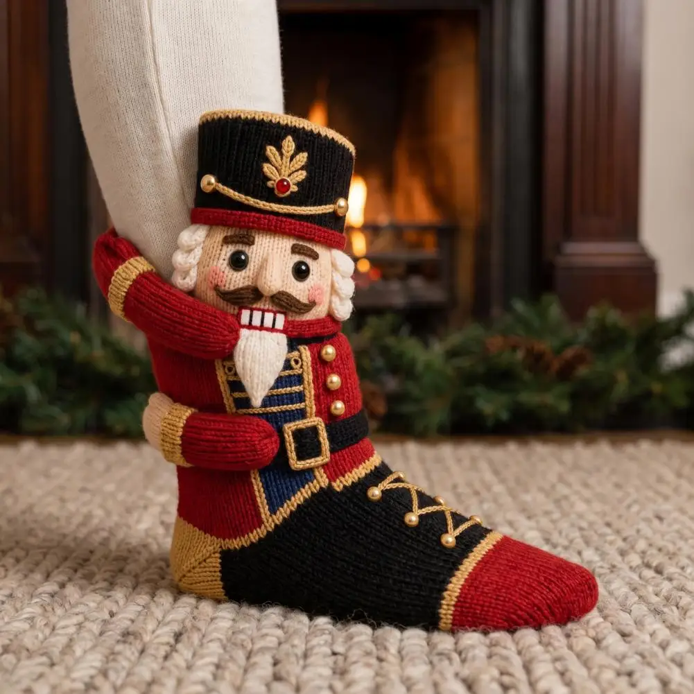 Christmas Stockings for Presents 3d Knit Christmas Stockings for Fireplace Holiday Gift Bags with Santa Elk for Fireplace