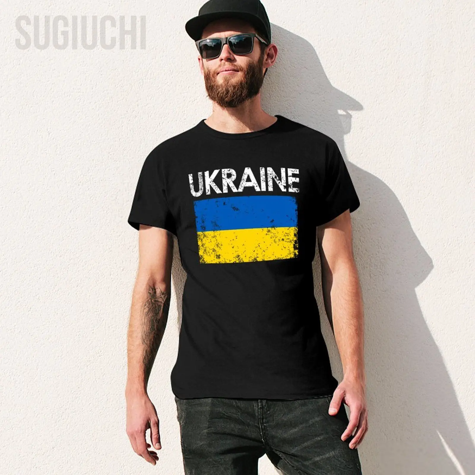 Unisex Men Vintage Ukraine Ukrainian Flag Pride Tshirt Tees T Shirts Women Boys 100% Cotton T-Shirt