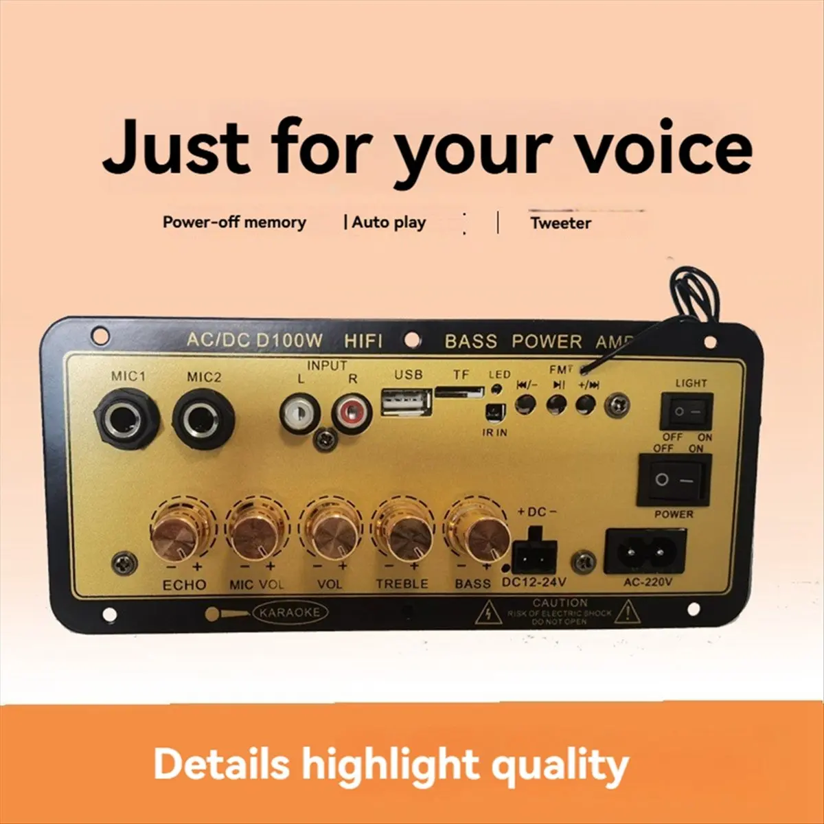 DT81 D100W Bluetooth Amplifier Board with Optical Audio Input Hifi Karaoke Amplifier Home/Car Amplifier Board US Plug view 6