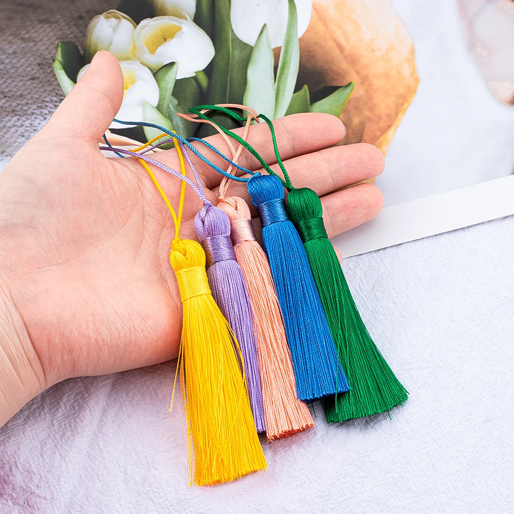 10pcs 8cm Polyester Silk Tassel Cords Brush For DIY Key Chain Bookmarks And Earring Pendant Jewelry Making Finding Supplie view 3