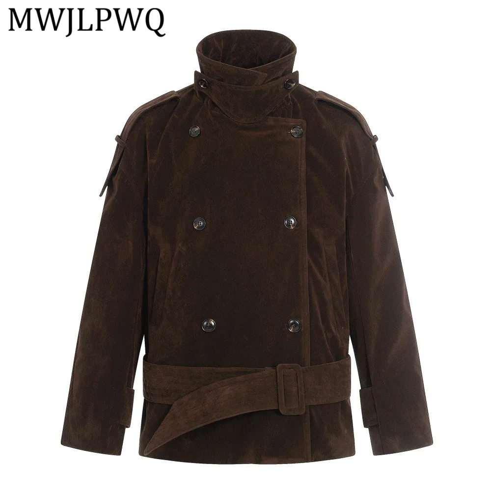 

MWJLPWQ Stand Collar Workwear Men's Down Jacket Winter Padded Solid Color Loose Double Breasted Coat High Street Fashion 13661