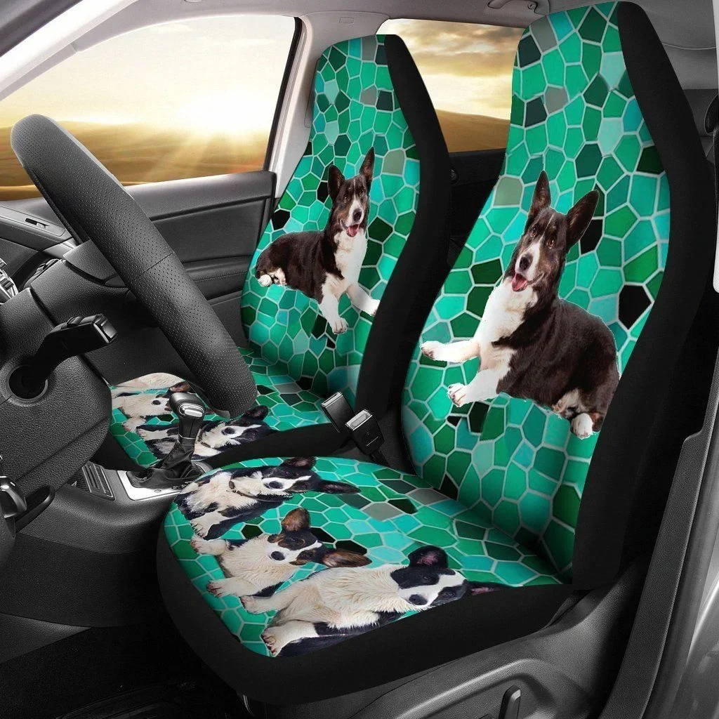 Cute Cardigan Welsh Corgi Dog Pattern Printed Car Seat Covers