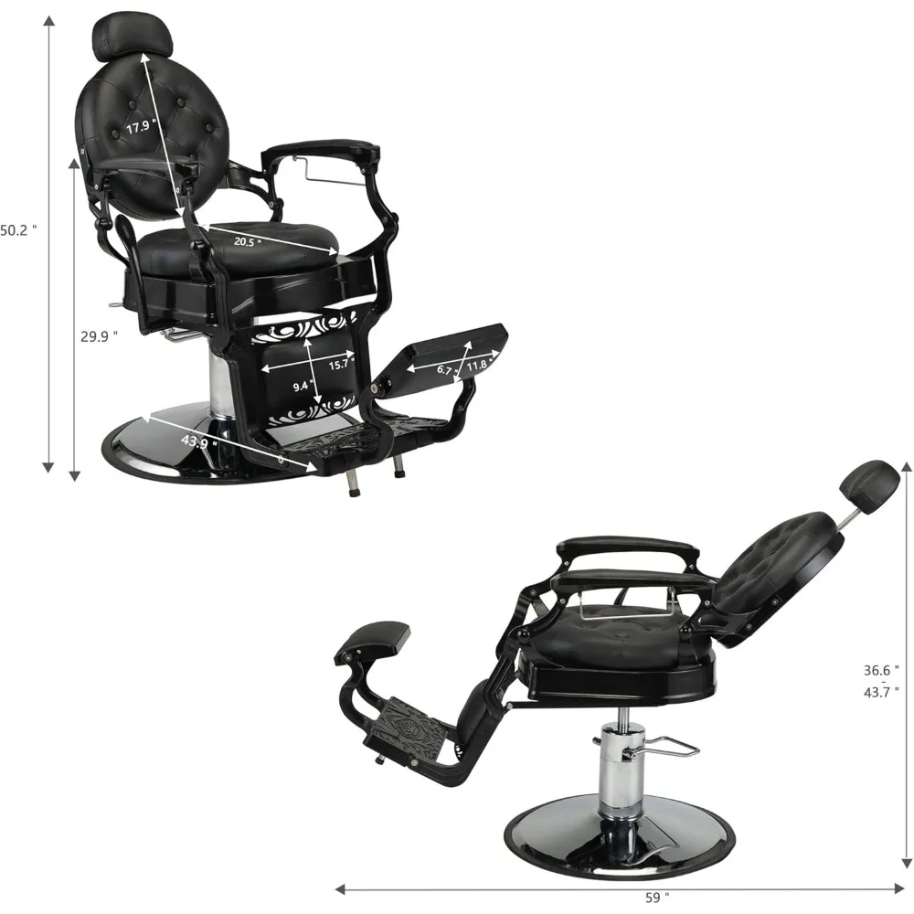 Barber Chair for Barbershop, Professional Salon Chair with Heavy Duty Metal,Hydraulic Recline Styling Chair for Salon Beauty