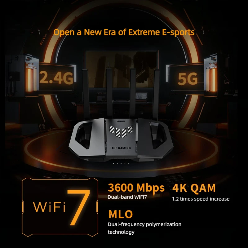 TUF Router game WiFi7 BE3600, rumah nirkabel Gigabit Router Ai Router rumah WiFi Routing Grup acak