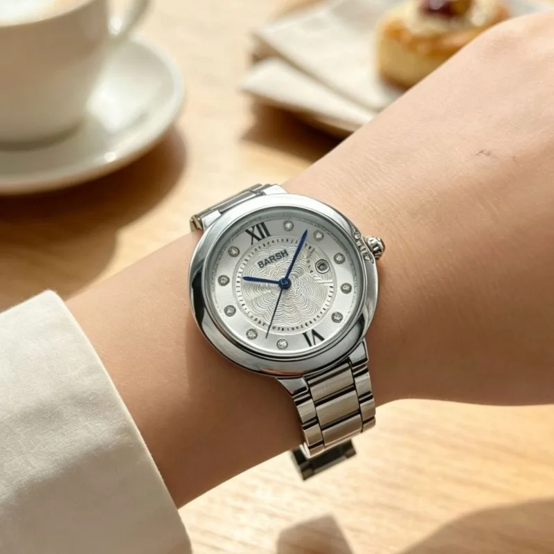 New Luxury Women Watch Fashion Silver Calendar Watch Ladies' Steel Strip Quartz Watch Wholesale High End Diamond Dial Wristwatch