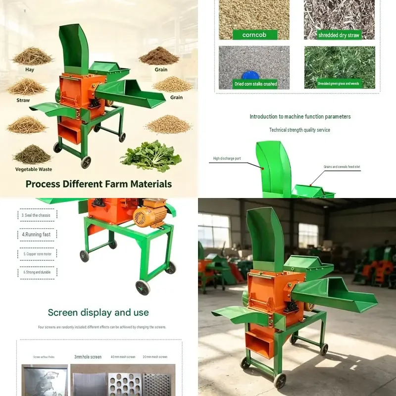 2026Hot High Quality Farm Use Portable Chaff Cutter Straw Shredder Machine High Movable Wheels Safe Feeding Inlet Wet/Dry
