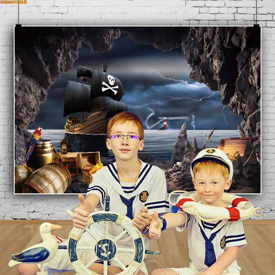 

Pirate Ship Old Treasure Photography Backdrops Children Birthday Party Decoration Baby Portrait Photo Studio Background HD-01