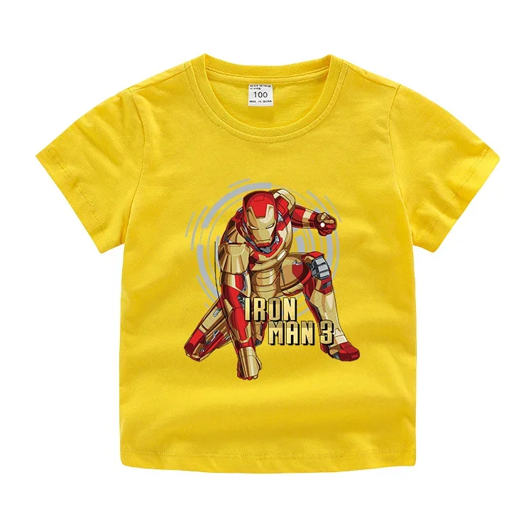 Marvel Iron Man Boy T-shirt Children\'s Spider-Man Co-branded Short Sleeve Cotton T shirt Baby Boys Cartoon Fashion Trend Clothes