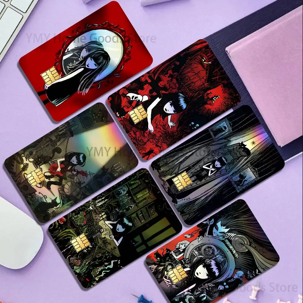 Cute E-Emily the Strange Holographic Laser Shinny Film Skin Cover Sticker for Debit Credit Card Bank Card