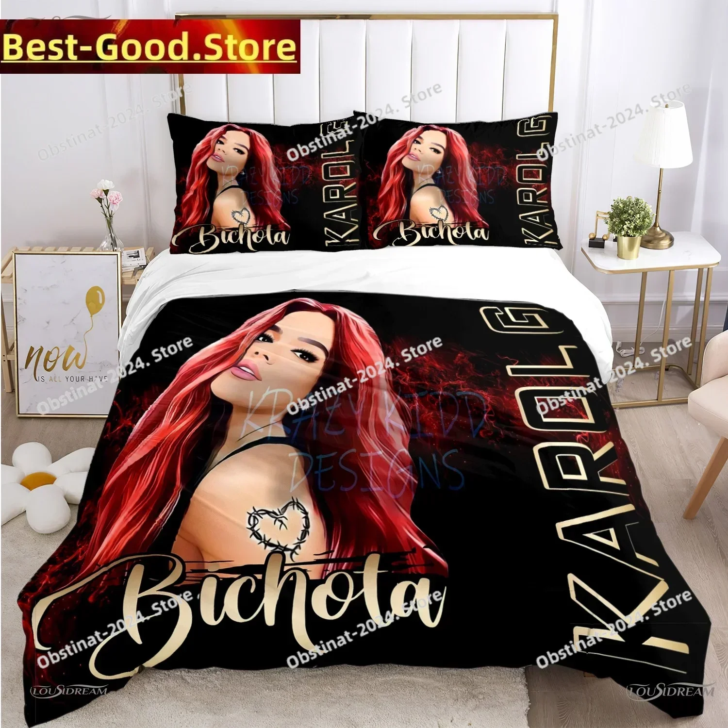 Sexy Karol G Singer All Season Bedding Set Printed single Comforter Quilt Duvet Cover Pillow Case 3 Pieces Sets Kids Adult Size