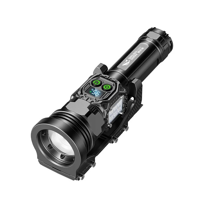 smiling-shark-portable-rechargeable-flashlight-high-bright-long-range-outdoor-torch-high-power-durable-for-patrol-daily-use