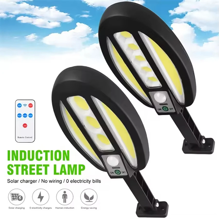 

3 Lighting Modes LED Solar Street Light Remote Control IP65 Waterproof Outdoor Garden Solar Induction Wall Lamp