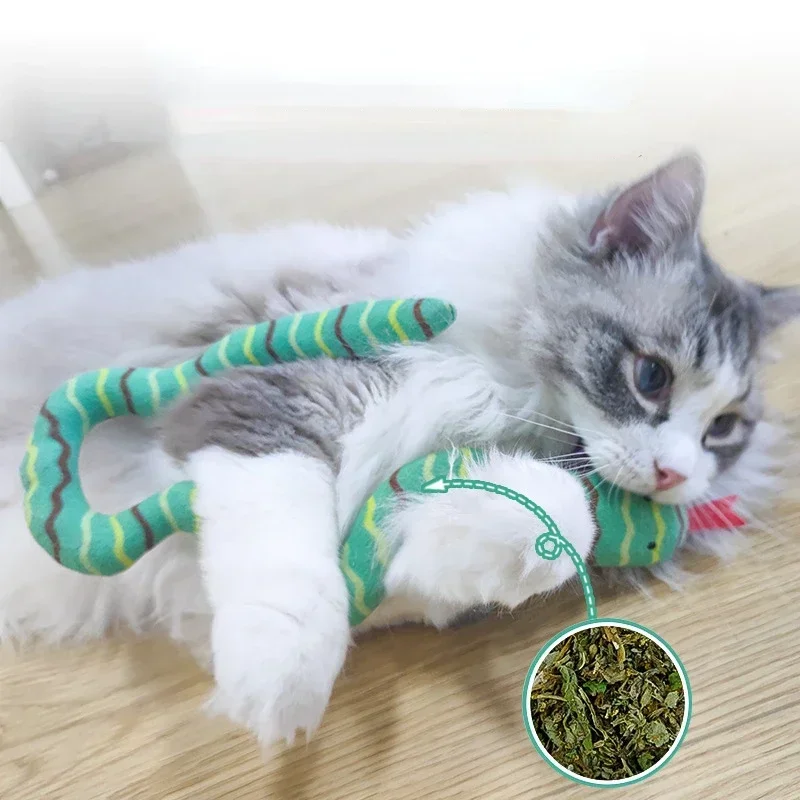 Catnip Interactive Toy Plush Cat Toy Gluttonous Snake Bite-Resistant Molar Interactive Toy Gift For Cat Pet Accessories