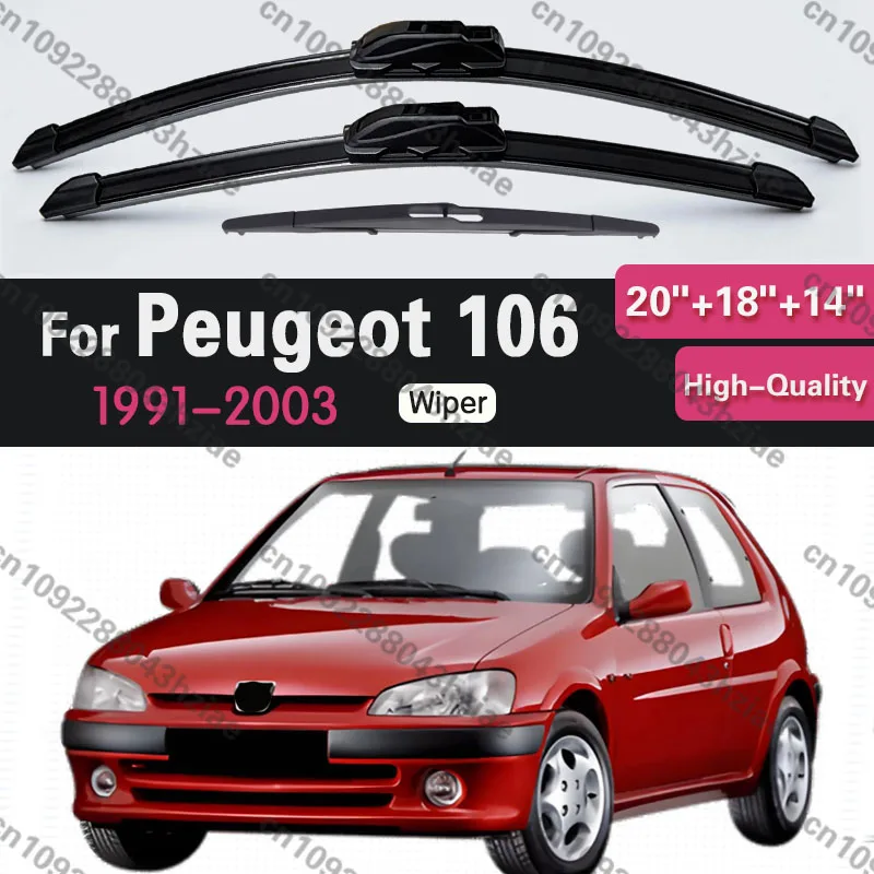 1set Front & Rear Windshield Wiper Blades Windscreen Wipers For Peugeot 106 1991-2003 2000 2001 2002 Accessories