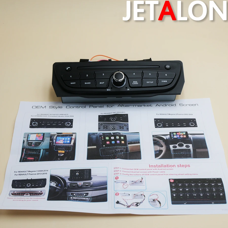 OEM Style Key Control Panel L-031 Black For RENAULT Megane 3 2008-2014 / RENAULT Fluence 2013-2016 After Market Android Screen